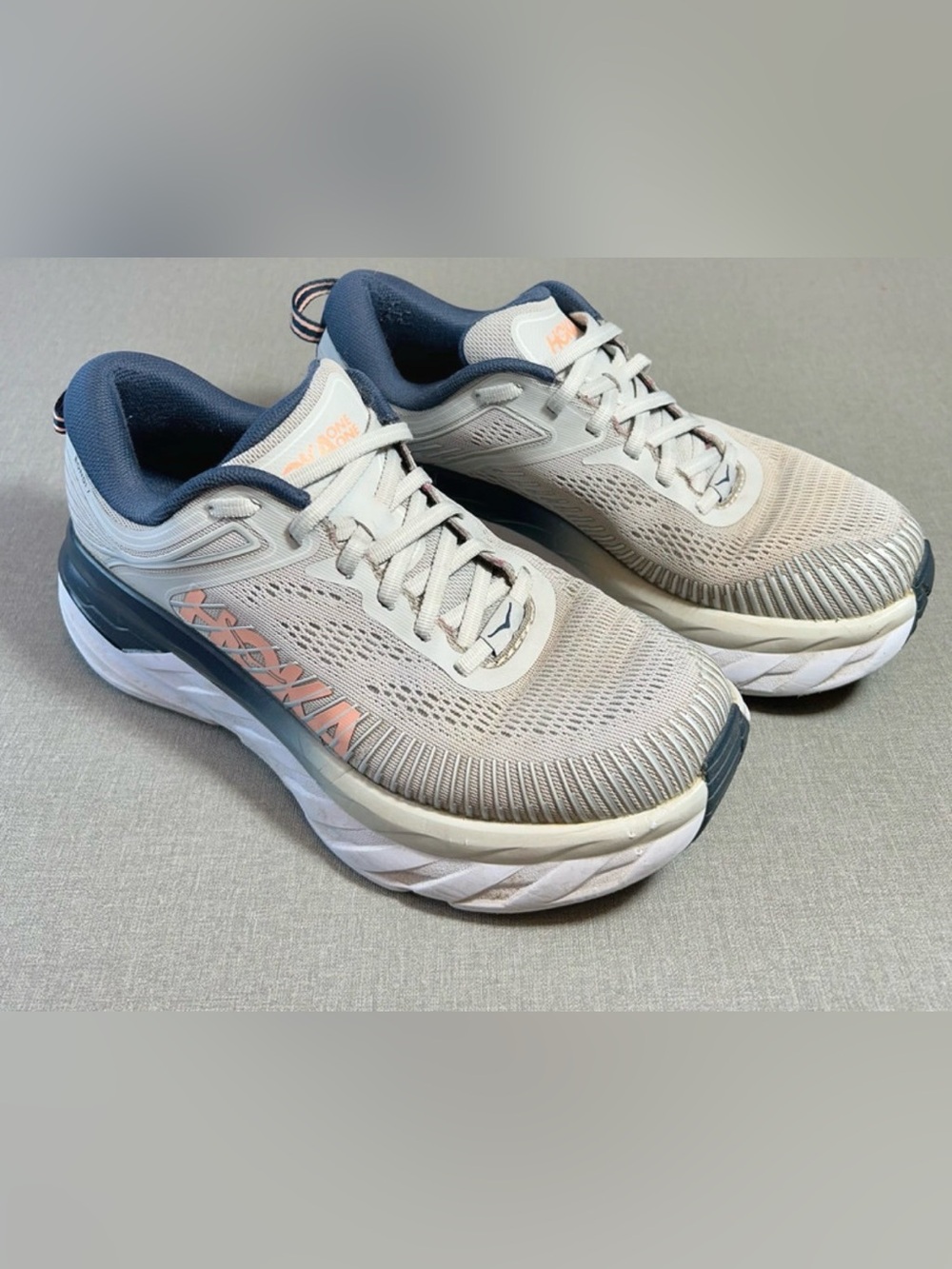 Hoka Neutral Running Shoes - Light Pink & Navy Accents